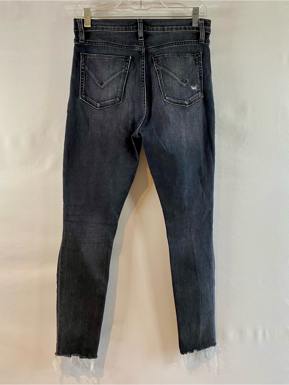 Hudson Barbara Super Skinny Black Distressed Jeans, size 28 - Picture 2 of 6